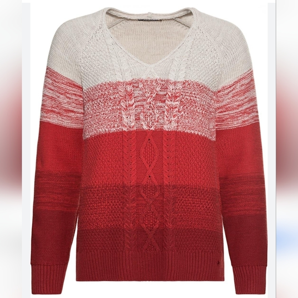 Olsen Europe Red Maple Cable Cotton Knit Sweater Size XL NWT